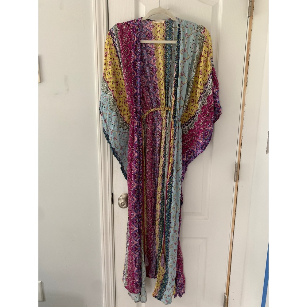 Lovestitch Women Multi Paisley Metallic Kaftan Maxi Dress OS I-71749W-QWY